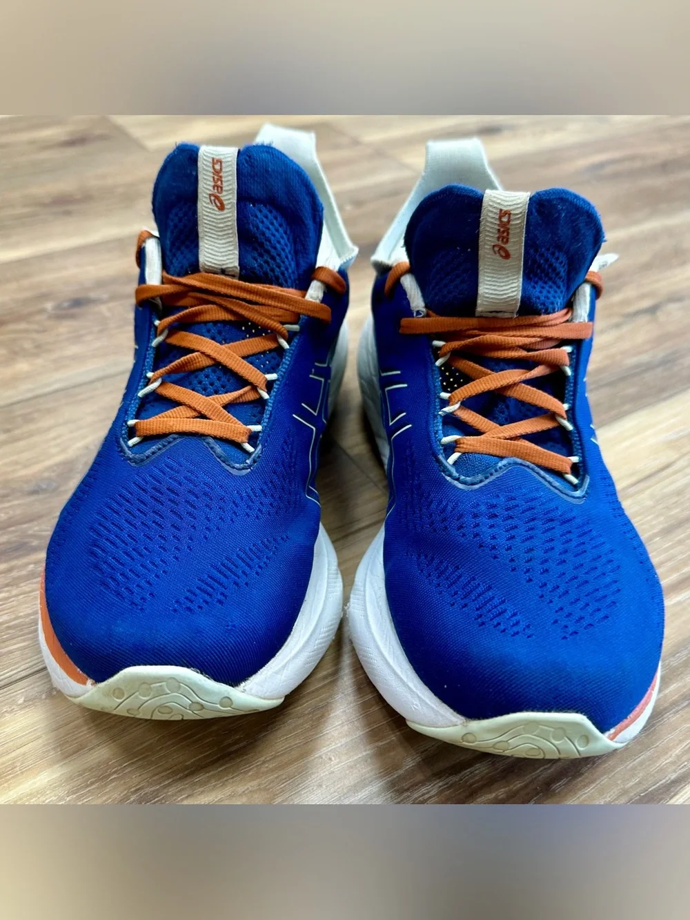 Asics Gel-Nimbus 25 Running Shoes 1011B739 Navy Orange White, Men’s 8.5
